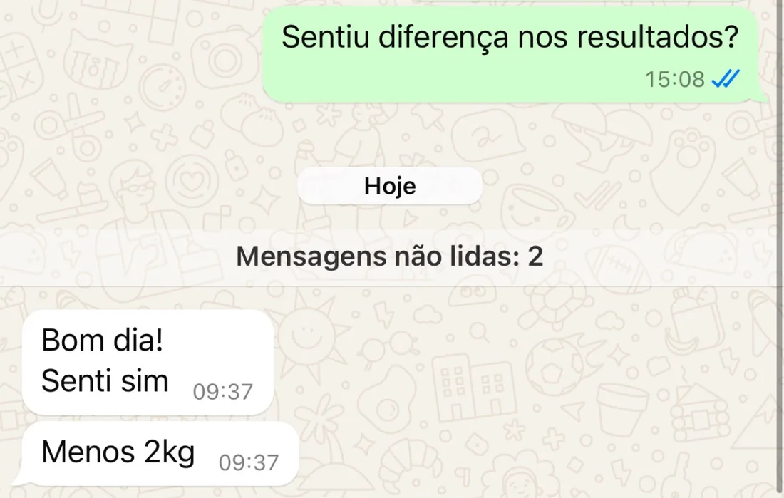 Conversa com participante: sentiu diferença nos resultados e perdeu menos 2 kg